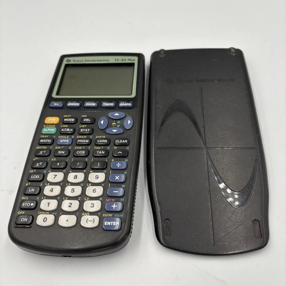 TI-83 Plus Graphing Calculator With Cover Texas Instruments Black TESTED WORKING